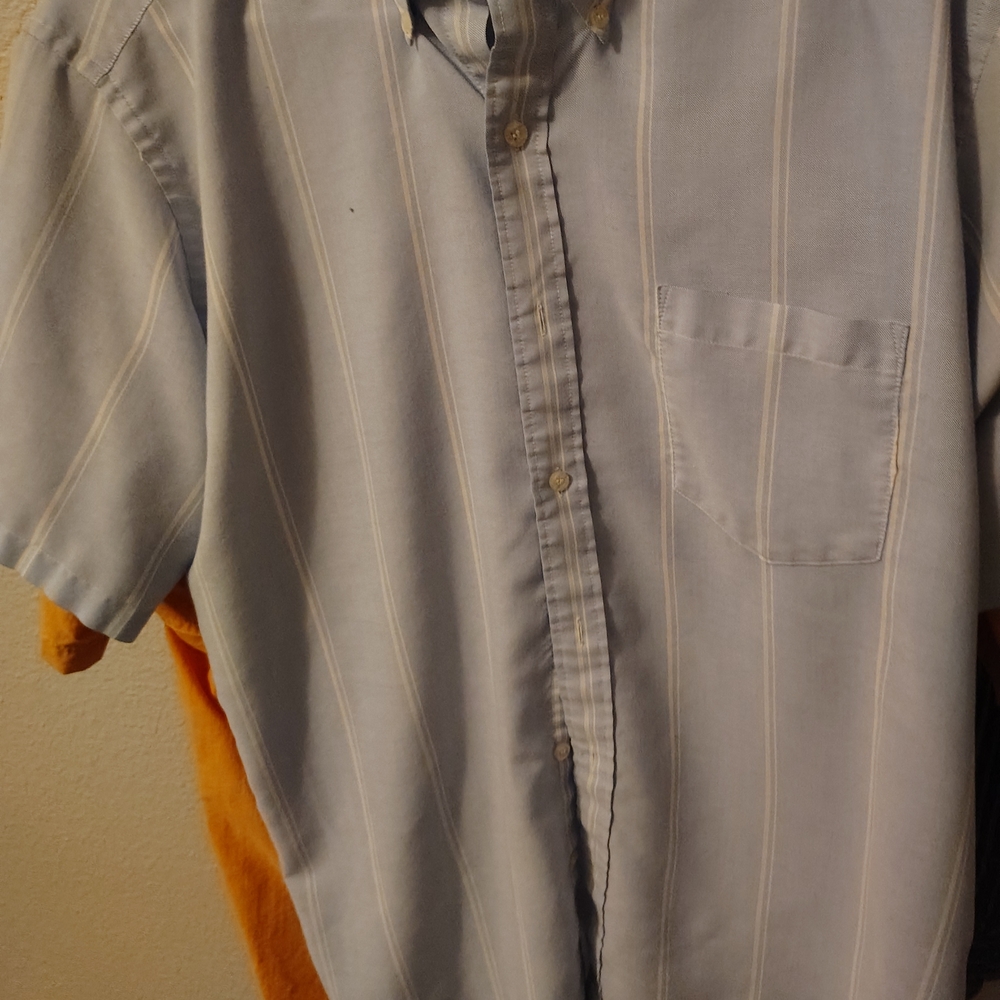 Vintage Sears Blue Casual Button Down Shirt Lightweight Cotton